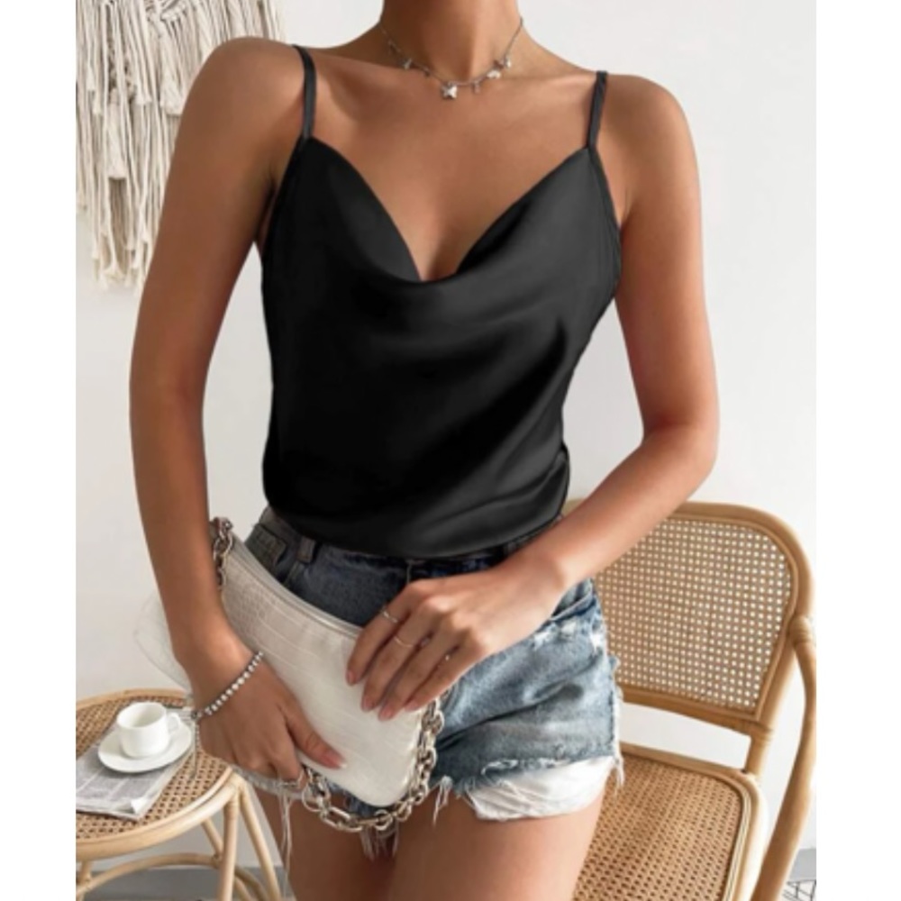 Luxe draped satin cami bodysuit - Picture 3 of 6